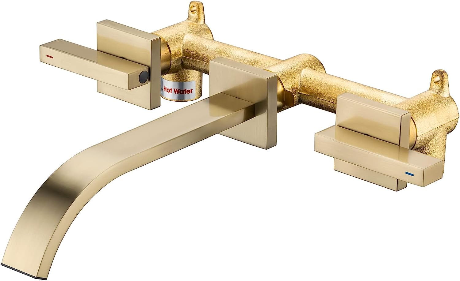 Brass Wall Faucet Brushed Gold Wall Mounted Bathroom Faucet, Wall Mount