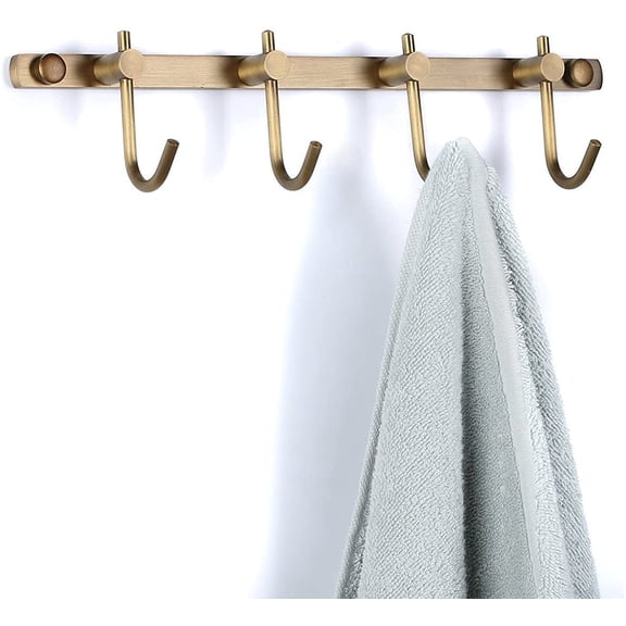 Brass Wall Mounted Towel Hook Rack With 4 Hooks