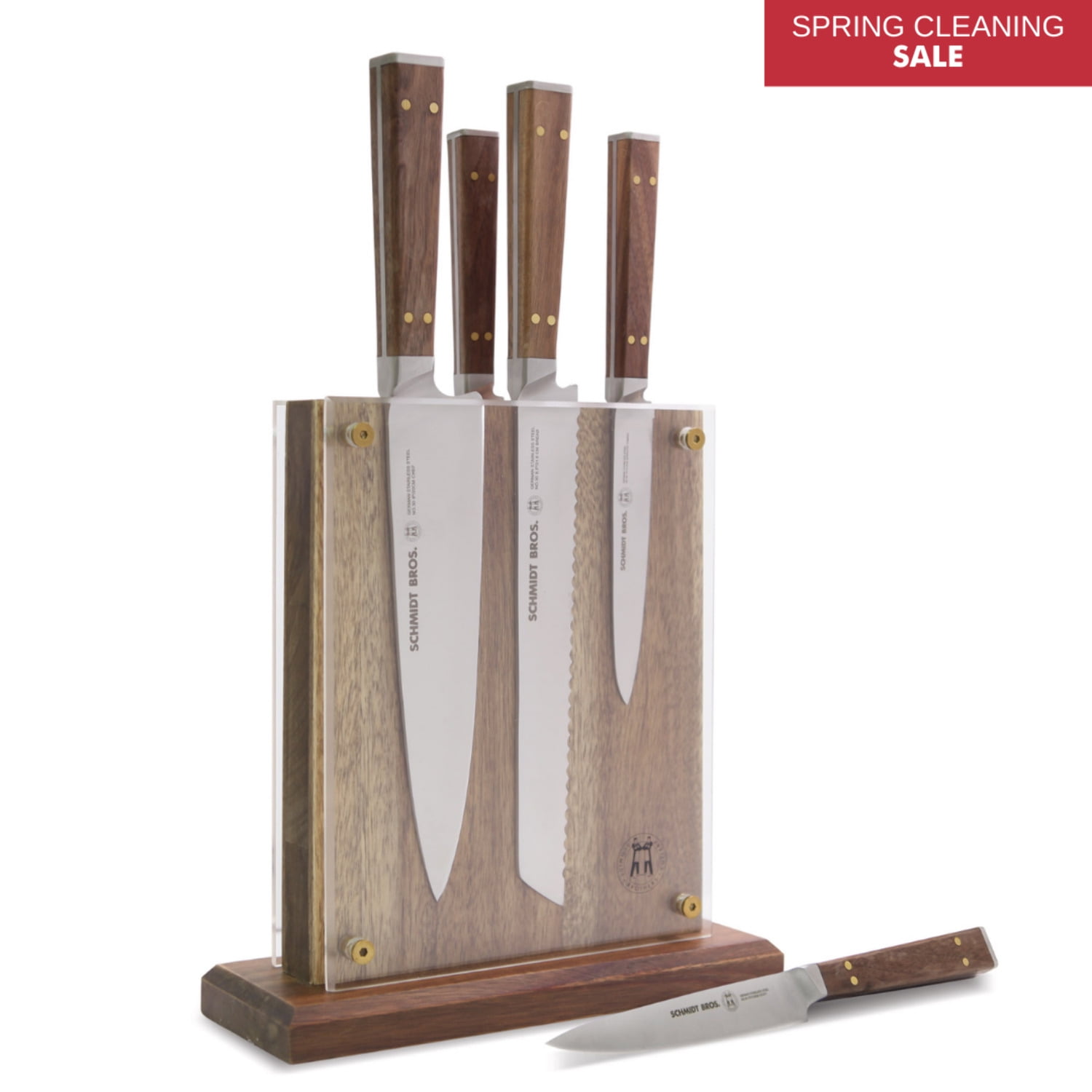 Schmidt Brothers Cutlery Schmidt Brothers™ Cutlery Walnut & Brass 6 Piece Knife Block Set