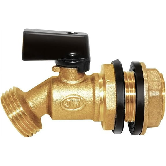 Brass Water Container/Rain Barrel Spigot 3/4" Threaded Quarter Turn Ball Valve with Bulkhead Fitting, Suitable for Garden Hose Thread Connection