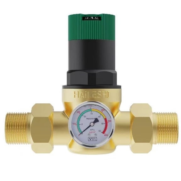 Brass Water Pressure Reducing Valve, Adjustable Regulator With Built-in Filter Screen For Leak Prevention, For Showers Faucets Heaters, 1/2" 3/4" 1" Sizes(1/2)