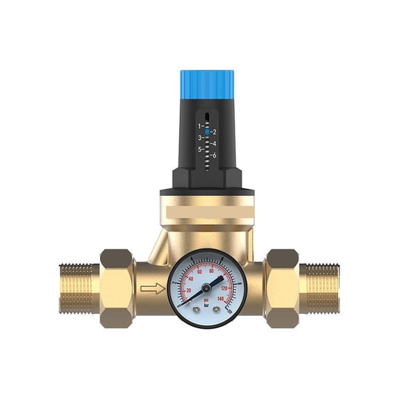 Brass Water Pressure Regulator Reducer DN15/20/25 With Adjustable Gauge Meter 1.5-1.7 MPa Pressure Reducing Valve For Home Plumb