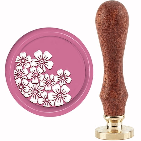 Brass Wax Seal Stamp with Handle Scrapbooking Flower Pattern 89x30mm for DIY Brass