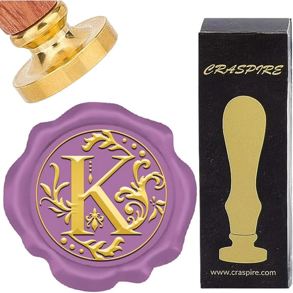 Brass Wax Seal Stamps with Rosewood Handle for DIY Scrapbooking Letter K 25mm