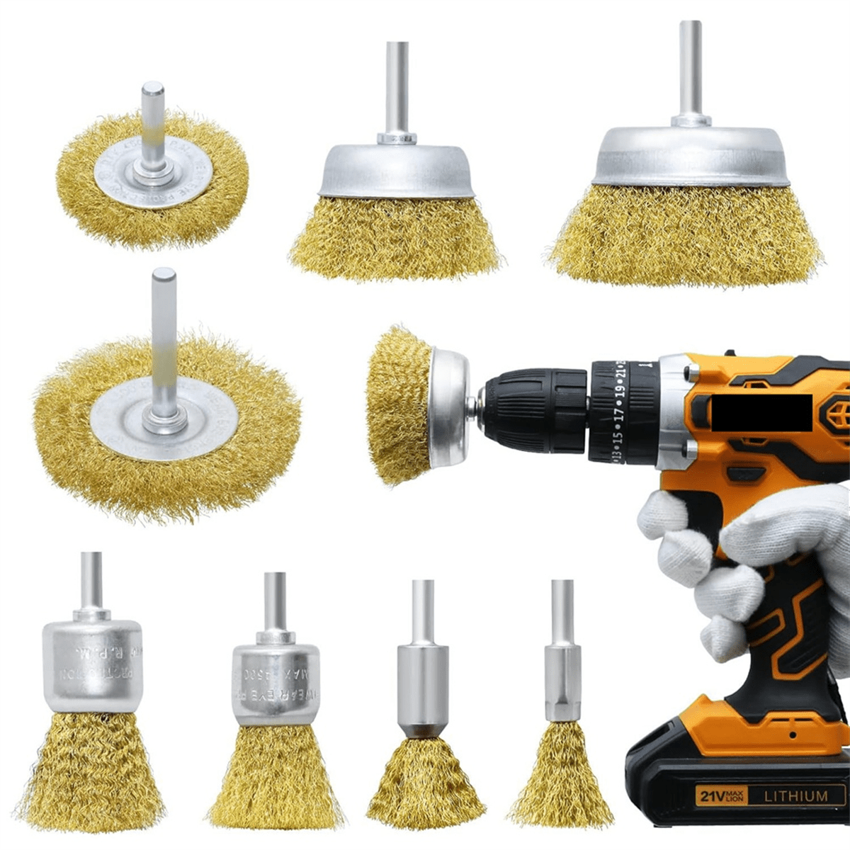 Wire Brush Wheel Cup Brush Set,12 Pack Coarse Crimped 1/4 Inch - View #2