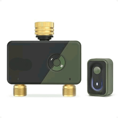 Brass WiFi Sprinkler Timer 2 Zone, Smart Water Timer for Garden Hose Remote Control,Compatible with Alexa and Google Home,12 Irrigation Plans,Rain Delay & Manual Watering for Garden,Lawn,Yard