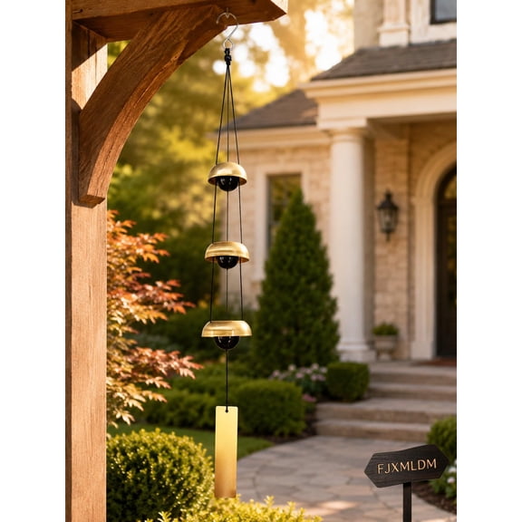 Brass Wind Chimes, Copper Temple Bells for Outside - Feng Shui Windchime, Japanese Rain Bell Musical Handcrafted Iron Decor, Outdoor Garden Patio Yard Home Porch Spiritual Zen Meditation