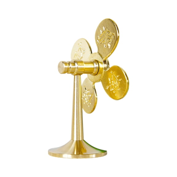 Brass Windmill Statue Luck Wealth Prosperities Metal Pinwheels Sculpture Desktops Windmill Model Table Home Decorations