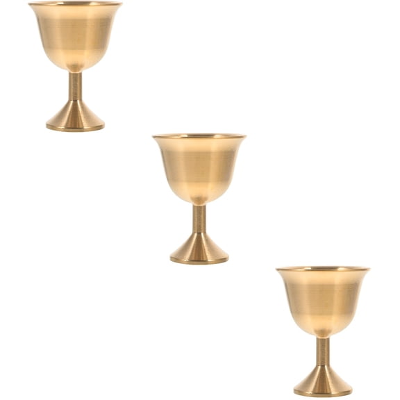 Set of 3 Brass Wine Glasses for Desktop - Elegant Beer and Brewmate Cups, Drinkware Collection