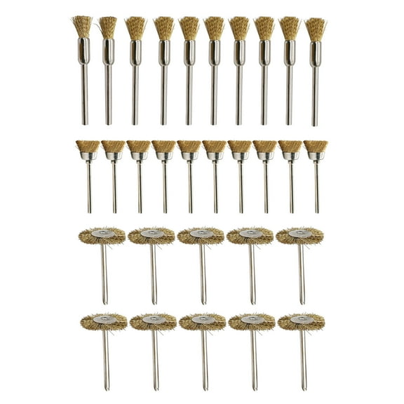 Brass Wire Brushes Set Remove Burrs Rust Dust for Hand Drill, Drill Press 1/8" Shank Drill Bit Cleaning Tools