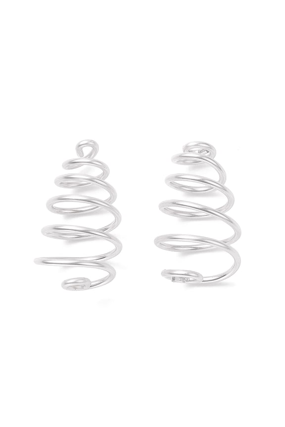 Brass Wire Pendants Spiral Bead Cage Pendants Silver 21x6~12.5mm Hole: 10.5mm