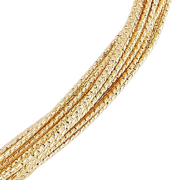 Brass Wire Textured Round Real 18K Gold Plated 0.6mm