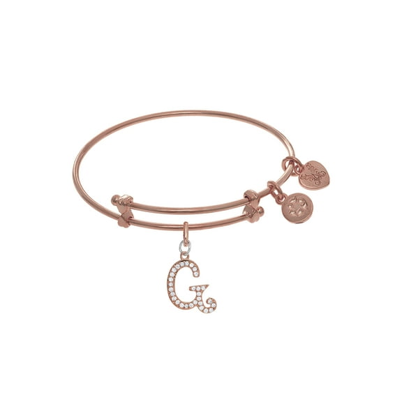 Brass With Pink Finish Charm Initial G On Pink Angelica Tween Bangle (Small)
