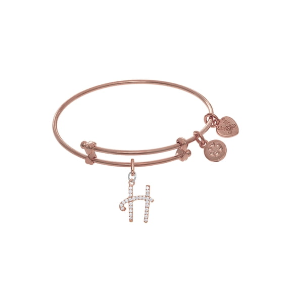Brass With Pink Finish Charm Initial H On Pink Angelica Tween Bangle (Small)