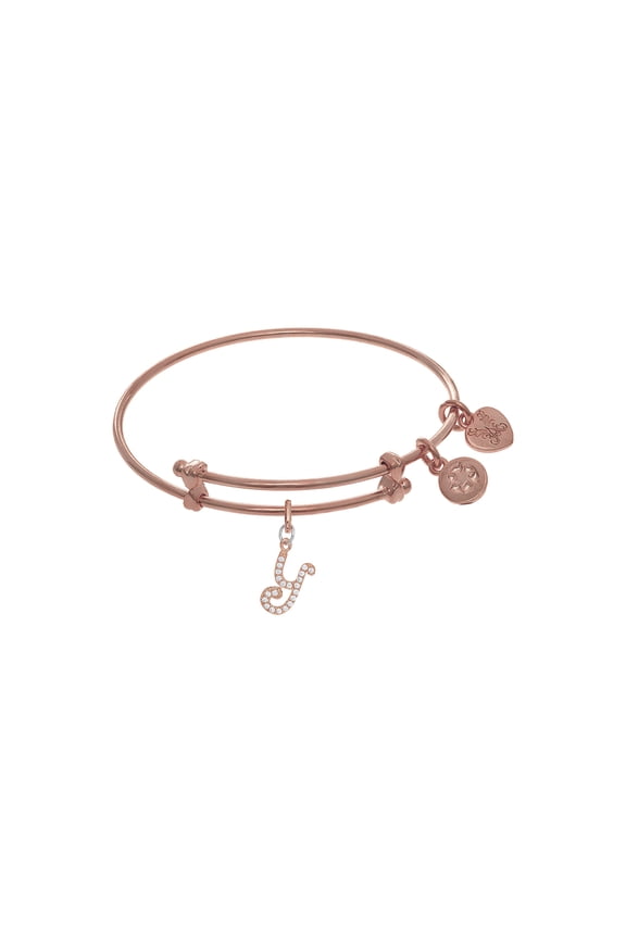 Brass With Pink Finish Charm Initial Y On Pink Angelica Tween Bangle (Small)