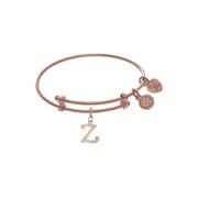 Brass With Pink Finish Charm Initial Z On Pink Angelica Tween Bangle Small