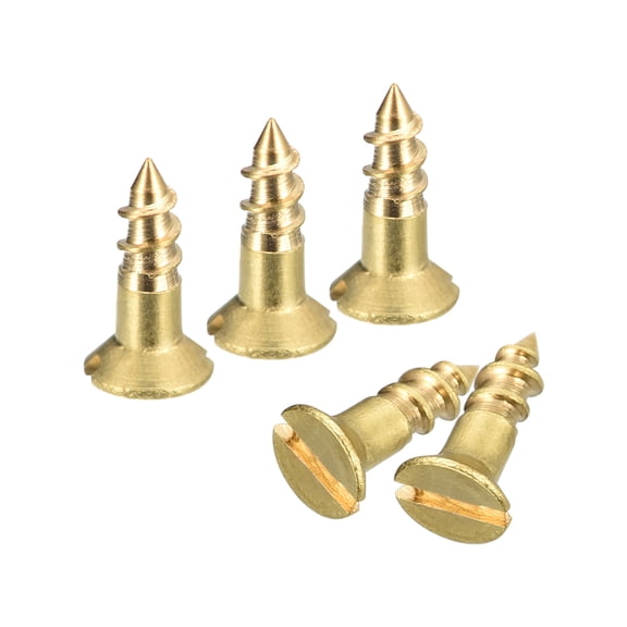 Brass Wood Screws, 25Pcs M2.5 x 8mm Slotted Drive Flat Head Self Tapping Screw Countersunk for Woodworking Furniture