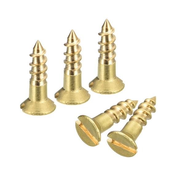 Brass Wood Screws, 45Pcs M2.5 x 10mm Slotted Drive Flat Head Self Tapping Screw Countersunk for Woodworking Furniture