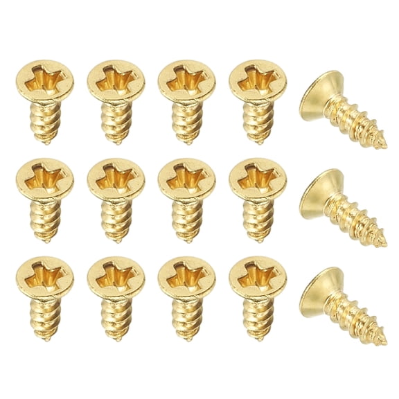 Uxcell Brass Wood Screws Self Tapping Screws, Flat Cross Head Fit for Door Hinges Electronics Furniture M2 x 6 mm 100