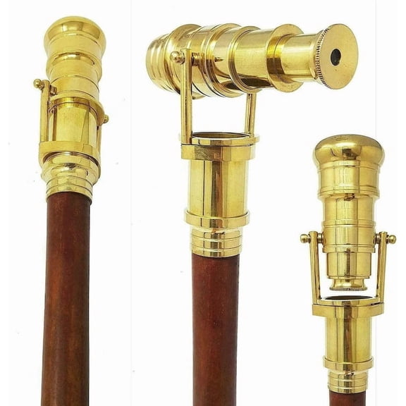 Brass Wooden Telescope Walking Stick