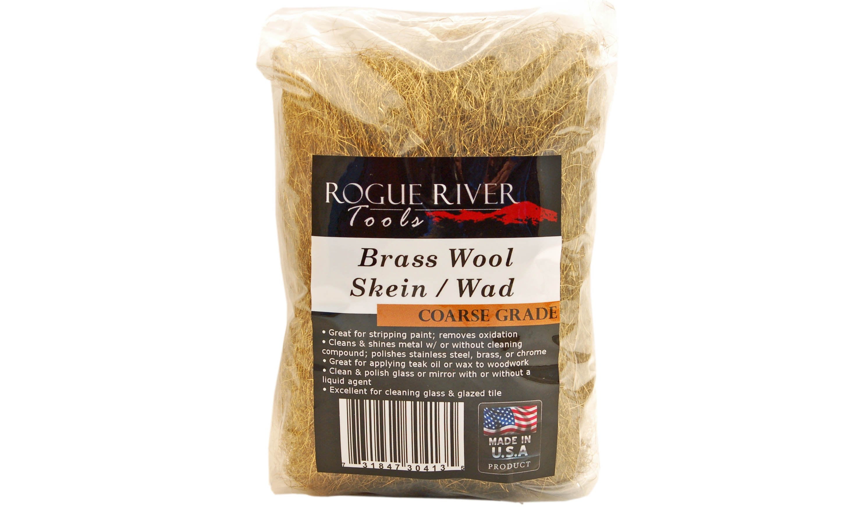 Brass Wool 3.5 Oz Skein/Pad/Wad -by Rogue River Tools. COARSE