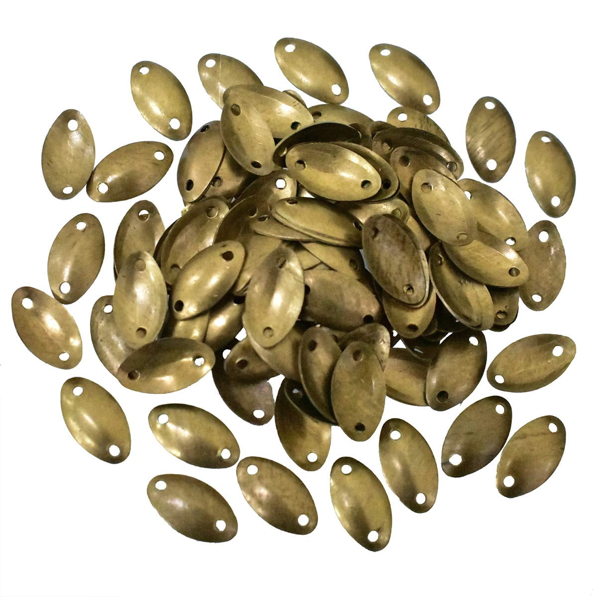 Brass World Bean Shape Metal Sequins for Craft, Embroidery and Jewellery Making 100gm (8 * 15MM, Gold)