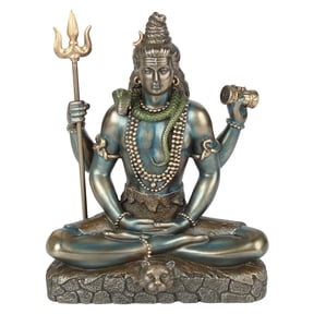 Brass World Bonded Bronze Lord Shiva Meditation Shiv with Trishul Murti Meditating Statue Home Decor Warming for House Mandir Puja Temple Pooja Showpiece Gift 6 Inch