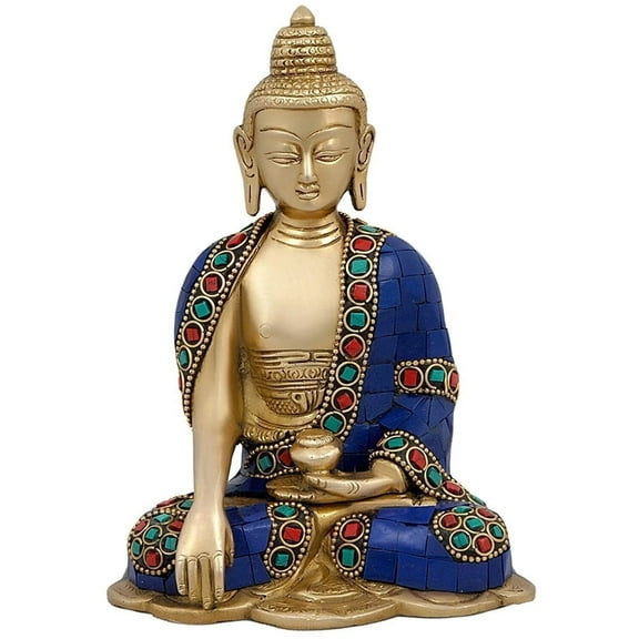 Brass World Brass Buddha Statue, Standard, Multicolour