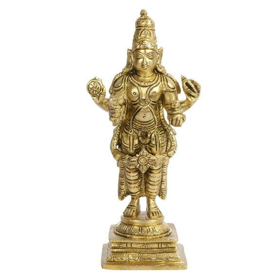 Brass World Brass Dhanvantari Idol Gold Color Height 6 Inch