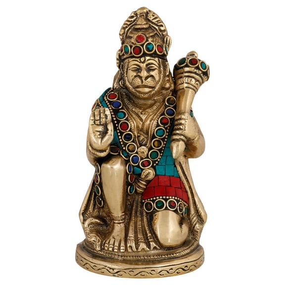 Brass World Brass Hanuman Murti Lord Hanuman Statue Blessing Religious Figurine for Mandir, Living Room, Office Table and Home Decor Tabletop Gift Item, 3 X 3 X 6 Inch