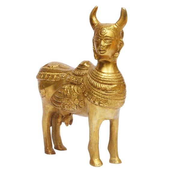 Brass World Brass Holy Kamdhenu Cow Statue Hindu Religious Showpiece, Home Dcor Gift 7.5 Inch