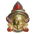 thumbnail image 1 of Brass World Brass Kali Mata Maa Face Mask Idol Statue Murti Multicolor Stone Handwork for Office Home Décor Wall Hanging Mount 10.5 Inch, 1 of 4