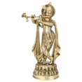 thumbnail image 1 of Brass World Brass Krishna Idol Statue Playing Flute for Puja Mandir Krishna Murti Sculpture Gift & Home Decor Height 10 Inches, 1 of 4