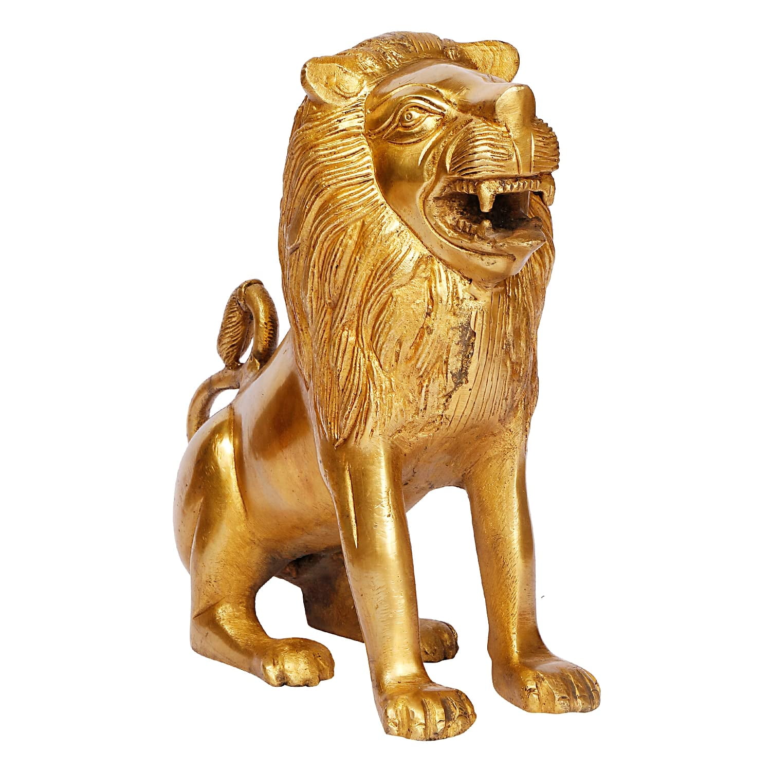 Brass World Brass Lion Statue for Vaastu Shastra and Feng Shui Remedies