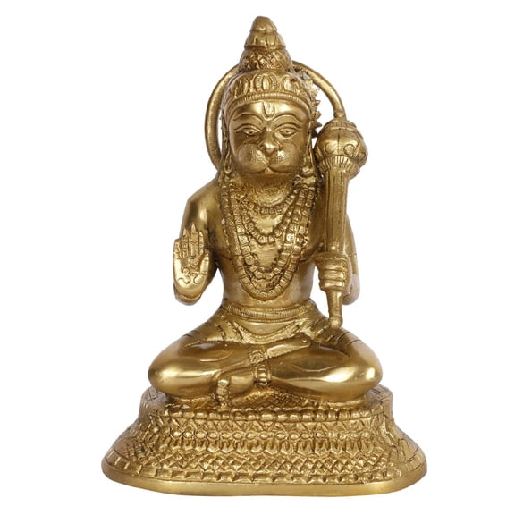 Brass World Brass Lord Hanuman Statue Religious Strength God Hanuman Bajrangbali Showpiece Figurine Murti for Home Office Temple 7 Inch