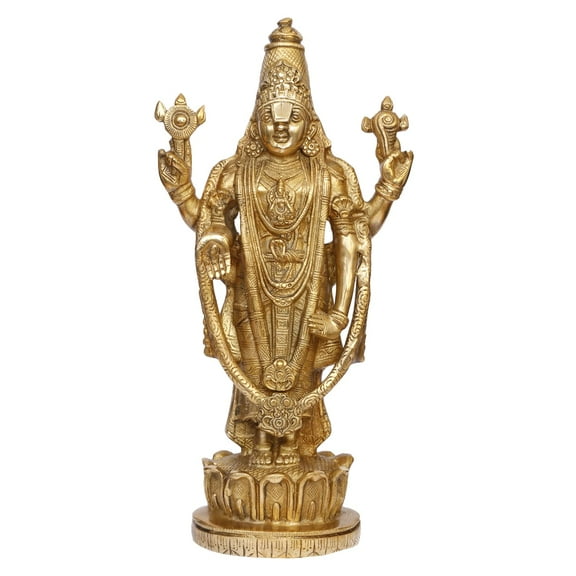 Brass World Brass Lord Tirupati Blessing Balaji Statue God Venkateswara Incarnation of Vishnu Sculpture for Health Wealth Figurine Home Decor Height 16 Inches