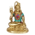 thumbnail image 1 of Brass World Brass Multicolor Gemstone Handwork Blessing Lord Shiva Murti Idol Shankar Bhagwan Bhole Nath Statue Home Mandir Puja Temple Showpiece Accessories Pooja Gift & Home Decor 7 Inch, 1 of 4