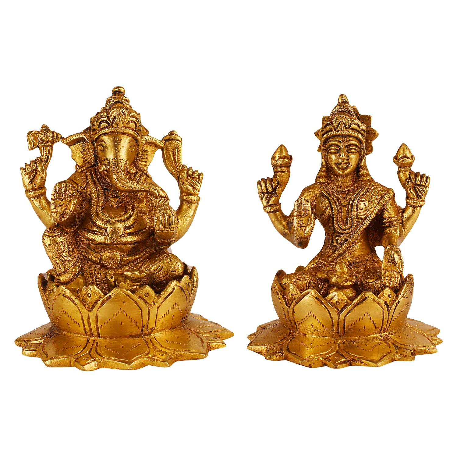 Brass World Brass Ganesha Laxmi Ganesh Lakshmi Bhagwan Idol Sitting on