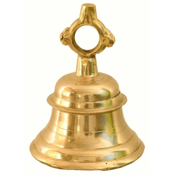 Brass World Hanging Bell Solid Brass Metal Heavy Bell with Deep Sound 5 Inches Diameter Antique Home Decor Ghanti for Door Mandir Item Weight 1.1 Kg (Gold, Standard)