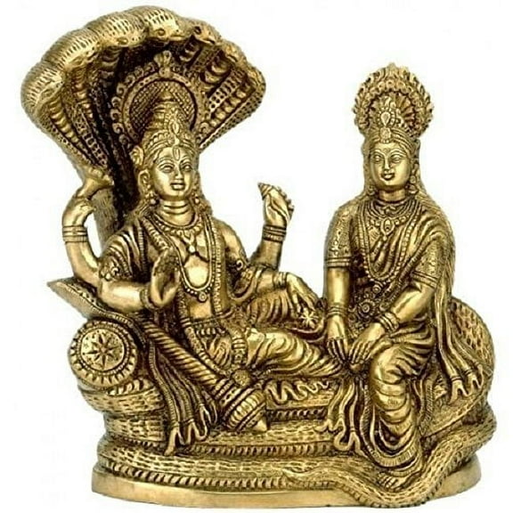 Brass World Lakshmi Vishnu Brass Idol God Goddess Statues Religious Deity Laxmi Vishnu Resting On Sheshnaag