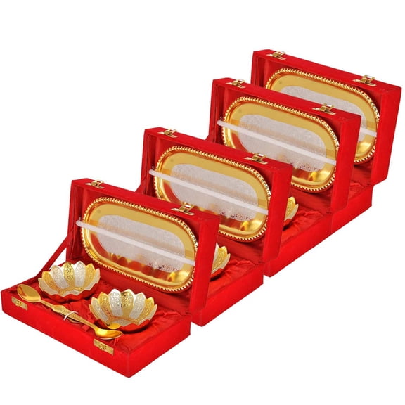 Brass World Metal Bowl with Box (Gold_2.3 Inch X 4.3 Inch X 8.6 Inch)