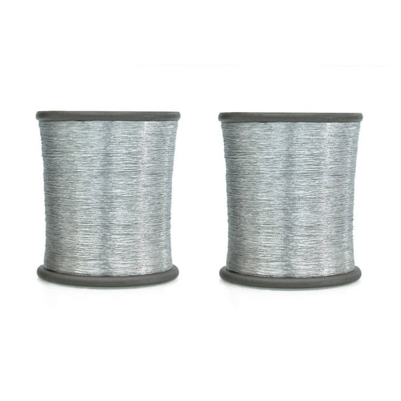 Brass World Metallic Zari Thread for Embroidery, Sewing and Jewelry Making, Silver Color, 0.1MM(Pack of 2 Roll)