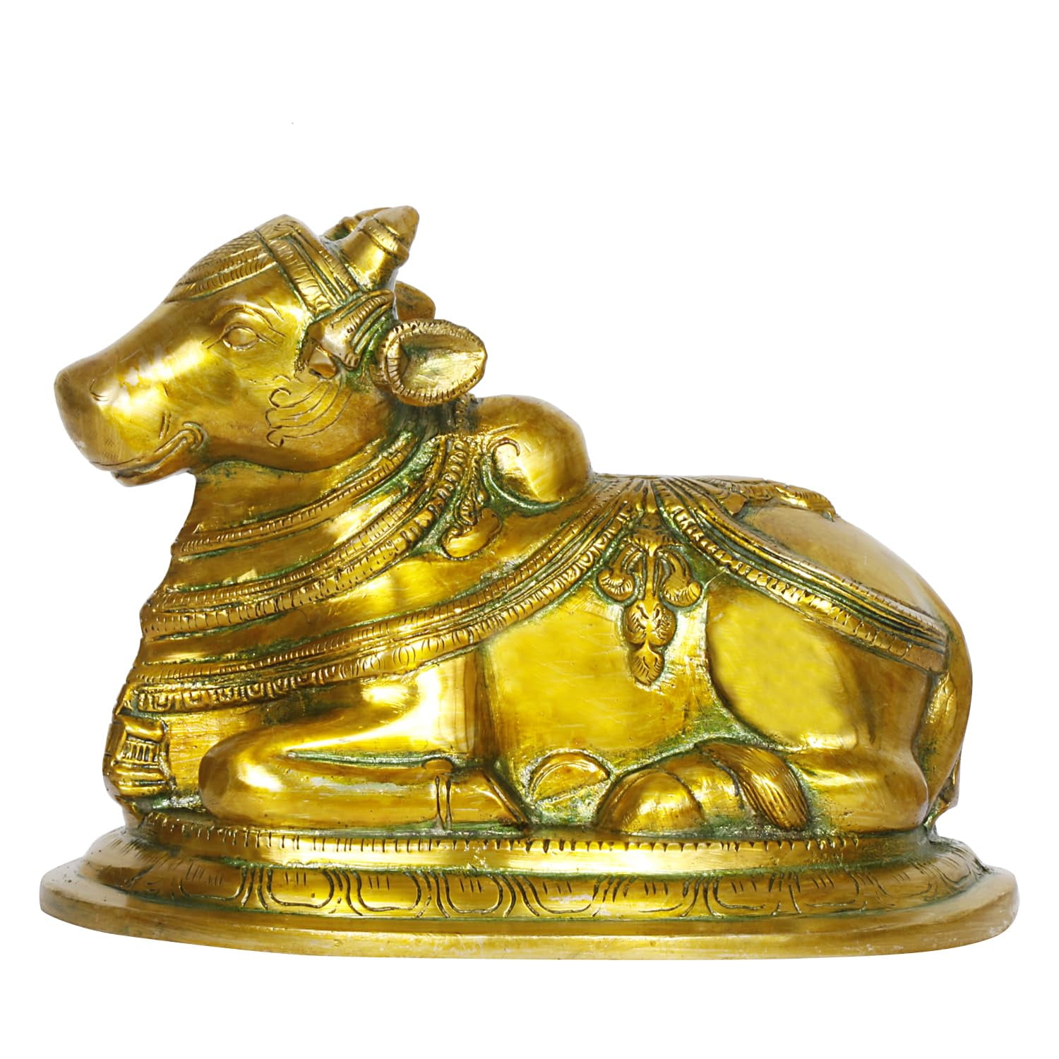 Brass World Brass Nandi Shiv Ji Parvati Vehicle Nandi Cow Bull Statue