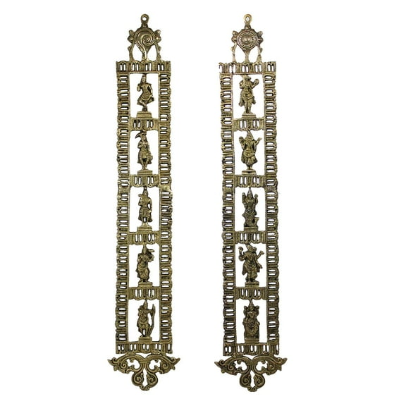 Brass World Solid Brass Dashavatara Dasavatharam of Lord Vishnu Shanku Chakra Statues Ten Incarnations Avatars Wall Hangings Idol Murti Home Puja Temple Gifts (Height 30 Inches 4.8 Kg Brass)