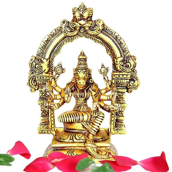 Brass World Varahi Amman Statue with Thiruvachi Big | Varahi Amman Silai with Thiruvachi Big | Varahi Amman Brass Statue with Thiruvachi Big 17cm Height Brass Gold Colour 1 Piece