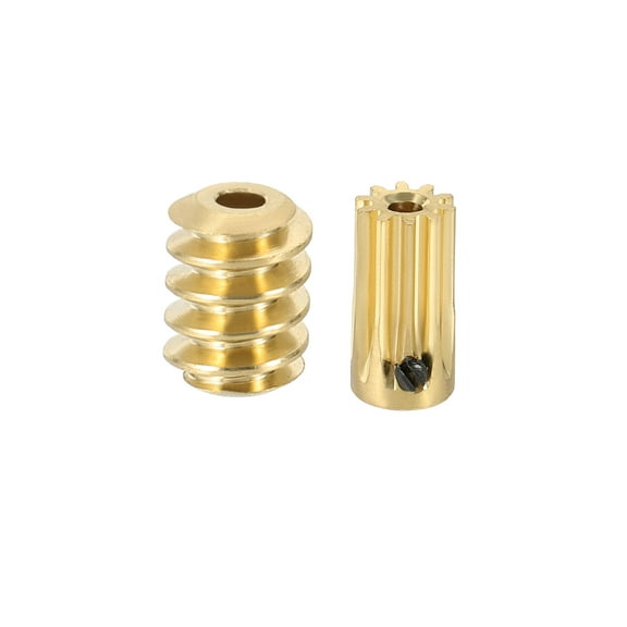 Brass Worm Gear Set 0.5 Module 10:1 Reduction Rate(Gear-2mm Bore, Rod 1.98mm Bore)