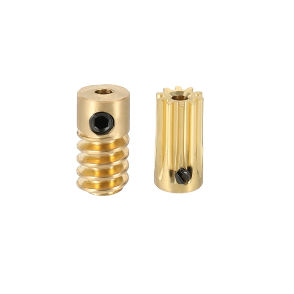 Brass Worm Gear Set 0.5 Module 10:1 Reduction Rate(Gear-2mm Bore, Rod 2mm Bore)