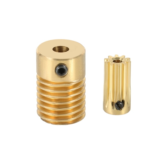 Brass Worm Gear Set 0.5 Module 10:1 Reduction Rate(Gear-2mm Bore, Rod 4mm Bore)
