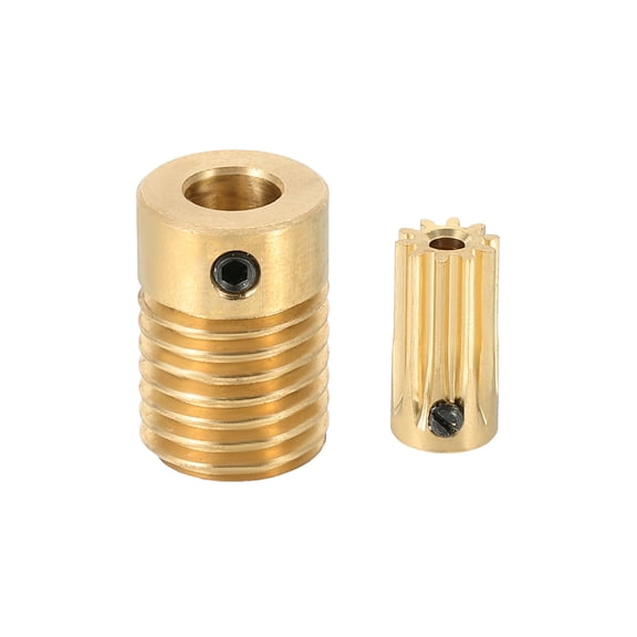 Brass Worm Gear Set 0.5 Module 10:1 Reduction Rate(Gear-2mm Bore, Rod 6mm Bore)