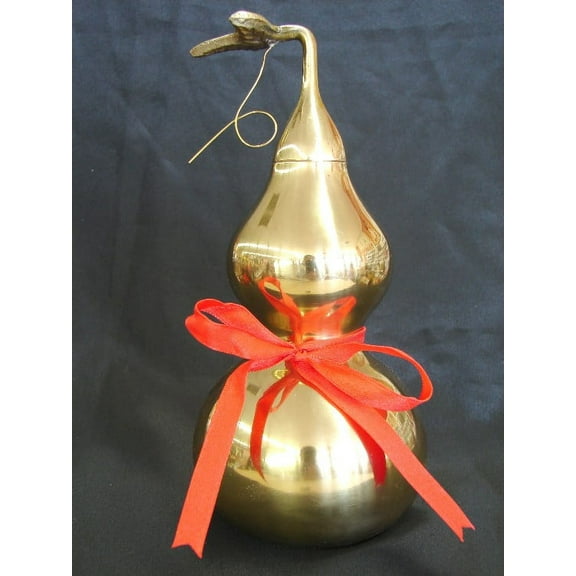 Brass Wu Lou with Leaf-10 inch